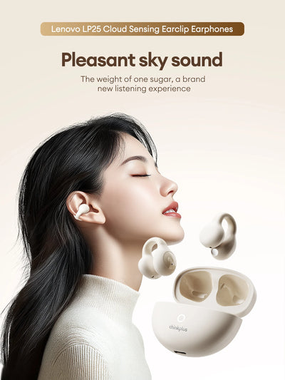 سماعة لينوفو LP25 OWS بلوتوث 5.4 لاسلكية، عمر بطارية طويل، سماعة رأس للألعاب مزودة بخاصية إلغاء الضوضاء، ستيريو عالي الدقة مع ميكروفون