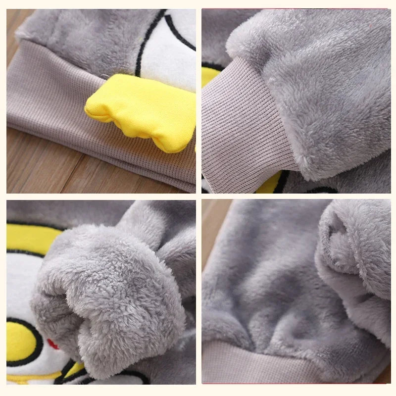 ملابس أطفال لفصل الخريف والشتاء، طقم بيجامات للأطفال من الصوف السميك، ملابس نوم للأطفال، طقم مكون من قطعتين، بدلات منزلية دافئة، ملابس أطفال