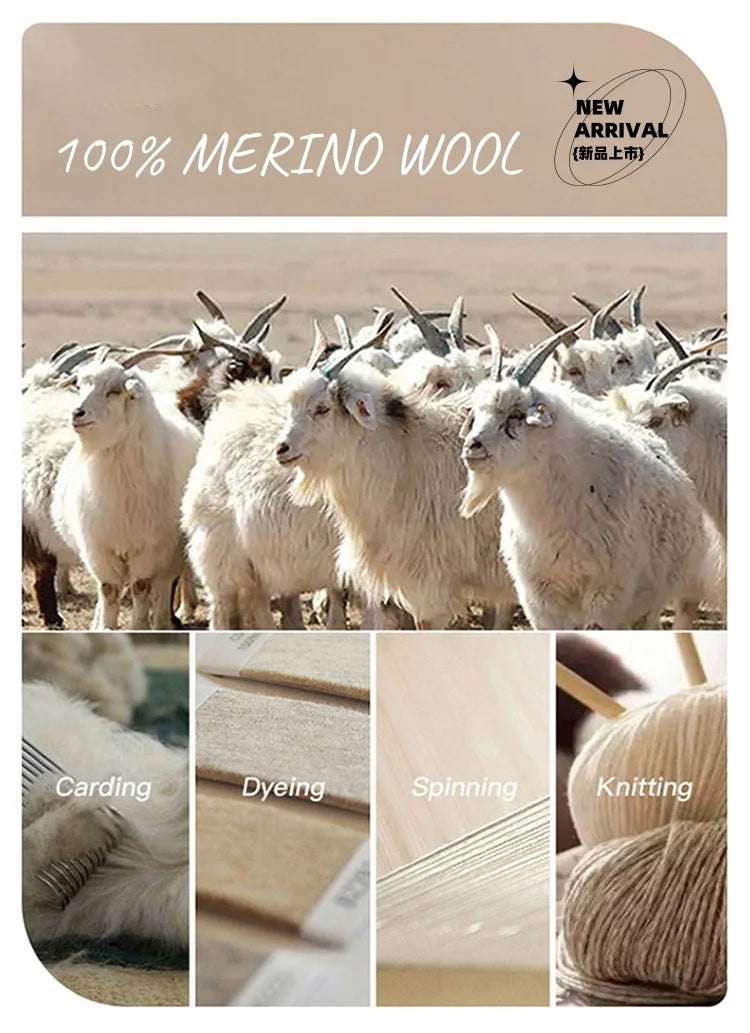 سترة نسائية أساسية للخريف والشتاء أنيقة من صوف ميرينو 100% محبوكة برقبة دائرية وأكمام طويلة وقماش جيرسي للسيدات