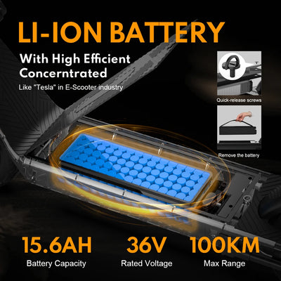 سكوتر كهربائي للبالغين HUANCI X9، 15.6 أمبير/ساعة، 550 واط، 48 فولت، 40 كم/ساعة، سكوتر كهربائي قابل للطي، 10 بوصات، لوح تزلج كهربائي