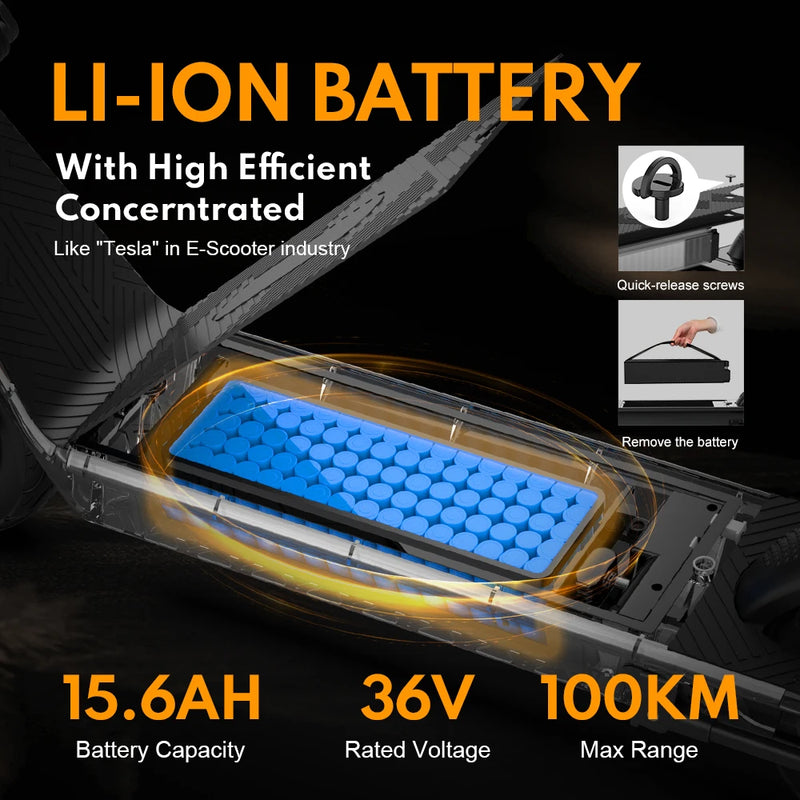 سكوتر كهربائي للبالغين HUANCI X9، 15.6 أمبير/ساعة، 550 واط، 48 فولت، 40 كم/ساعة، سكوتر كهربائي قابل للطي، 10 بوصات، لوح تزلج كهربائي