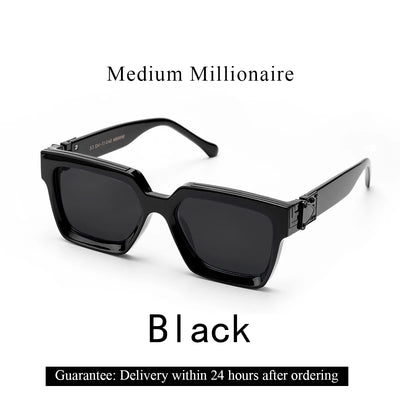 نظارات شمسية فاخرة من Ruiao Retro Black Millionaire Shades 2025 للرجال من تصميم العلامة التجارية الشهيرة نظارات شمسية مربعة للرجال والنساء