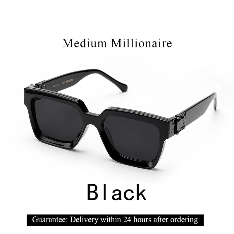 نظارات شمسية فاخرة من Ruiao Retro Black Millionaire Shades 2025 للرجال من تصميم العلامة التجارية الشهيرة نظارات شمسية مربعة للرجال والنساء