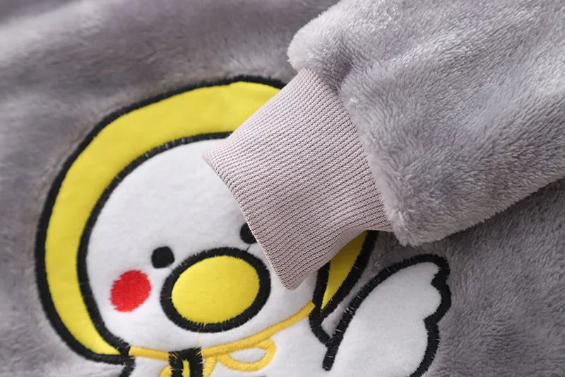 ملابس أطفال لفصل الخريف والشتاء، طقم بيجامات للأطفال من الصوف السميك، ملابس نوم للأطفال، طقم مكون من قطعتين، بدلات منزلية دافئة، ملابس أطفال