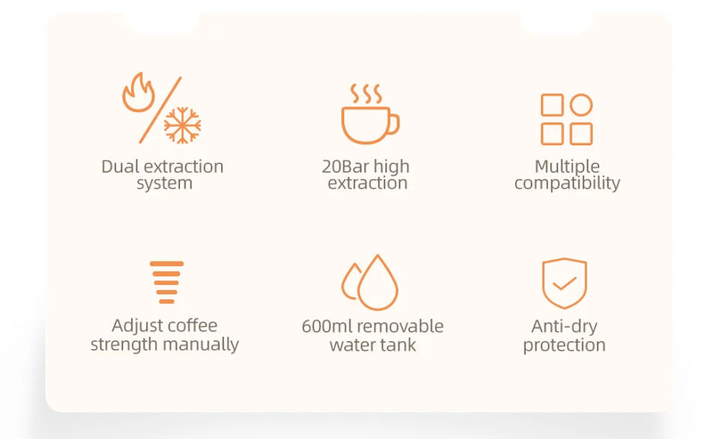 آلة صنع القهوة متعددة الكبسولات من HiBREW 5 في 1، ساخنة/باردة، كابتشينو DG، كبسولات صغيرة، قهوة مطحونة، كافتيريا، 20 بار، H2B