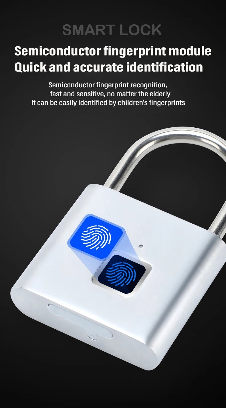 قفل ذكي بدون مفتاح ببصمة الإصبع مع شحن USB وقفل بصمة الإصبع وقفل باب مقاوم للماء وقفل أمان للمنزل يفتح خلال 0.2 ثانية