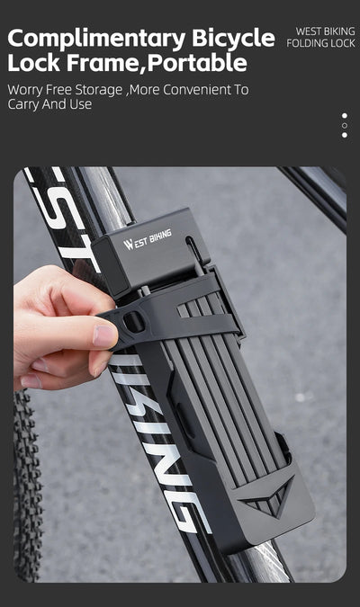 قفل دراجة محمول قابل للطي من ويست بايكينج، قفل أمان متين مضاد للسرقة، قفل دراجة كهربائية، ملحقات دراجات الطرق الجبلية