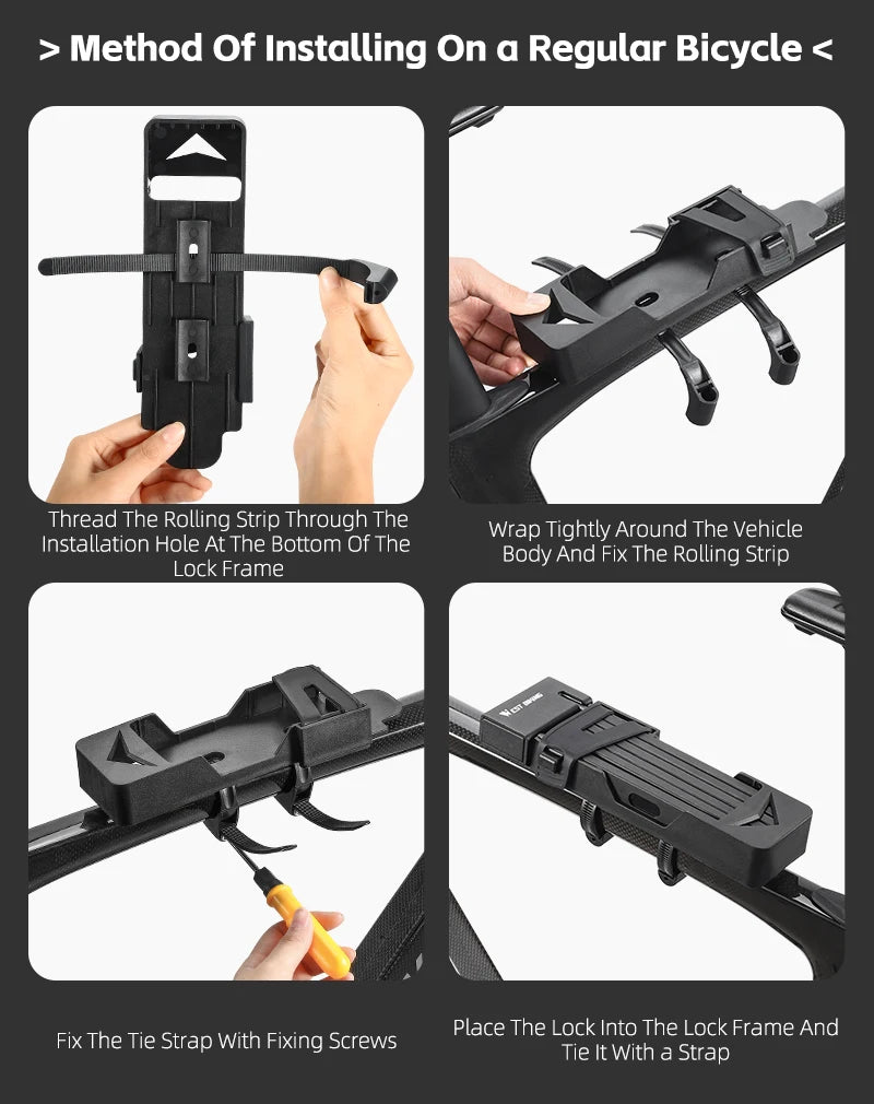 قفل دراجة محمول قابل للطي من ويست بايكينج، قفل أمان متين مضاد للسرقة، قفل دراجة كهربائية، ملحقات دراجات الطرق الجبلية