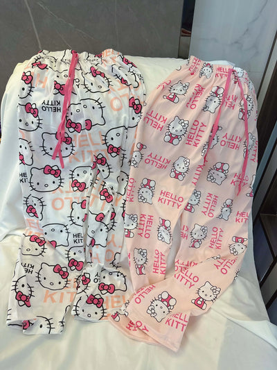 بنطال بيجاما هالو كيتي ربيع وخريف ٢٠٢٥ | ملابس نوم نسائية مريحة ولطيفة