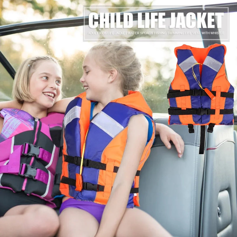 سترة نجاة من البوليستر 210D للبيع الساخن للبالغين والأطفال سترة نجاة للرياضات المائية وركوب الأمواج وصيد الأسماك والسباحة سترة نجاة مع صافرة