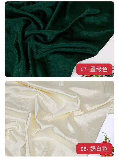 قماش ساتان كريستالي لامع سميك وثقيل بالمتر للملابس والفساتين وديكورات هانفو وقماش الخياطة اليدوي بلون أزرق سادة ومضاد للتجاعيد