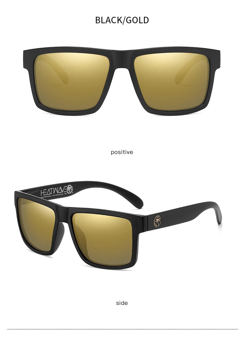 نظارات شمسية جديدة عالية الجودة فاخرة من Heat Wave موديل 2024، نظارات شمسية مستقطبة مربعة العدسات متصلة للنساء والرجال، نظارات شمسية UV400