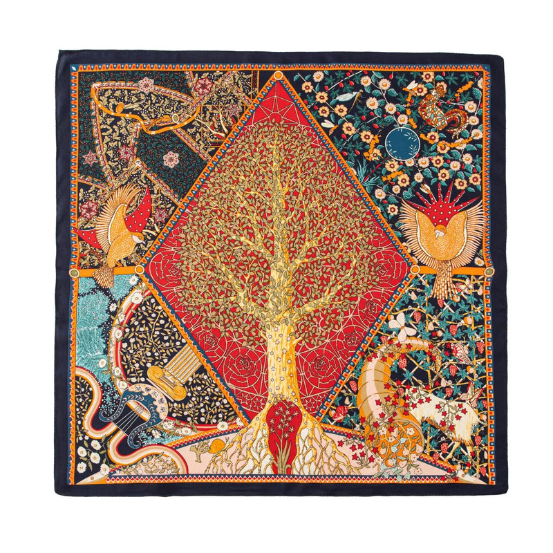 وشاح حريري مربع فاخر مطبوع باللون الأصفر بتصميم ريترو جديد لعام 2025 مصنوع من حرير التوت بنسبة 100% من فور سيزونز