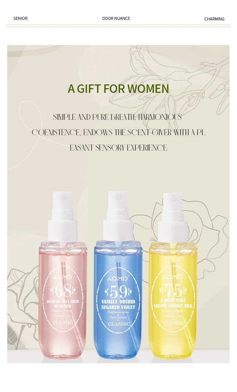 عطر برازيلي رقمي، عطر للجسم، بخاخ عطري، خالٍ من الكحول، عطر للجسم يدوم طويلاً، 90 مل