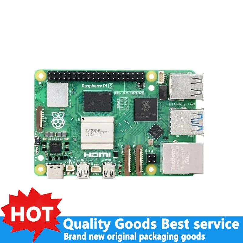 لوحة تطوير Raspberry Pi 5 بسعة 4 جيجابايت و8 جيجابايت من ذاكرة الوصول العشوائي ومجموعة اختيارية لجهاز كمبيوتر Raspberry Pi 5