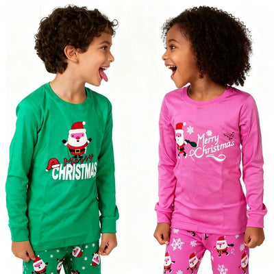 مجموعة بيجامات عيد الميلاد للأطفال من القطن بنسبة 100%، ملابس نوم بابا نويل للأولاد، بيجامات عيد الميلاد للأطفال الصغار، بيجامات عيد الميلاد للأطفال