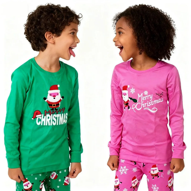 مجموعة بيجامات عيد الميلاد للأطفال من القطن بنسبة 100%، ملابس نوم بابا نويل للأولاد، بيجامات عيد الميلاد للأطفال الصغار، بيجامات عيد الميلاد للأطفال
