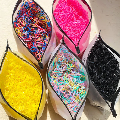 500/1000/2000 قطعة من أربطة الشعر المطاطية الملونة للاستخدام مرة واحدة للفتيات، وربطات الشعر للأطفال، وربطات ذيل الحصان، وإكسسوارات شعر الأطفال