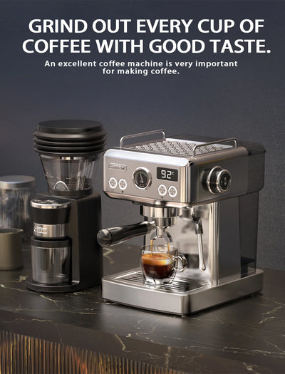 مطحنة قهوة كهربائية أوتوماتيكية من HiBREW مزودة بـ 31 ترسًا لتحضير قهوة الإسبريسو الأمريكية مع خاصية الصب وتخزين حبوب البن G3