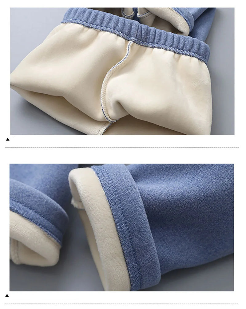 طقم بيجامات مخطط مبطن بالقطيفة للأطفال، مصمم للخريف والشتاء، مناسب للارتداء اليومي والنوم للأطفال