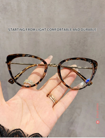 نظارات قصر النظر العصرية ذات التصميم المعدني على شكل عين القطة، غير عاكسة للضوء، متغيرة اللون، مضادة لقصر النظر، 038