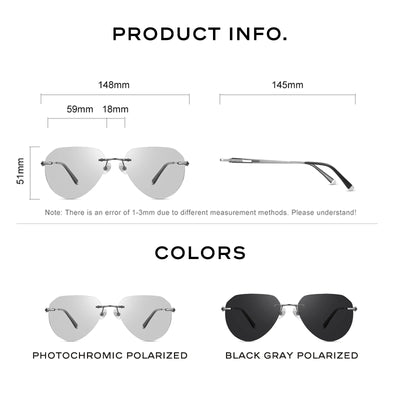 نظارات شمسية جديدة من كابوني للرجال، مستقطبة، عدسات فوتوكرومية سوداء، خفيفة الوزن للغاية، بدون إطار، نظارات قيادة BS22003
