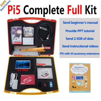 مجموعة Raspberry Pi 5 الكاملة أو لوحة PI5 4GB 8GB PCIE-NVME-SSD + شاشة LCD + علبة + طاقة + DIY + كابل UART + RTC-BOX + SD