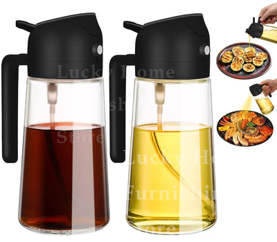 1-2 قطعة 2 في 1 زجاجة موزع زيت الزيتون 500 مل بخاخ زيت بلاستيكي خزان رذاذ زيت الطهي للشواء الخبز نزهة أدوات المطبخ للمنزل
