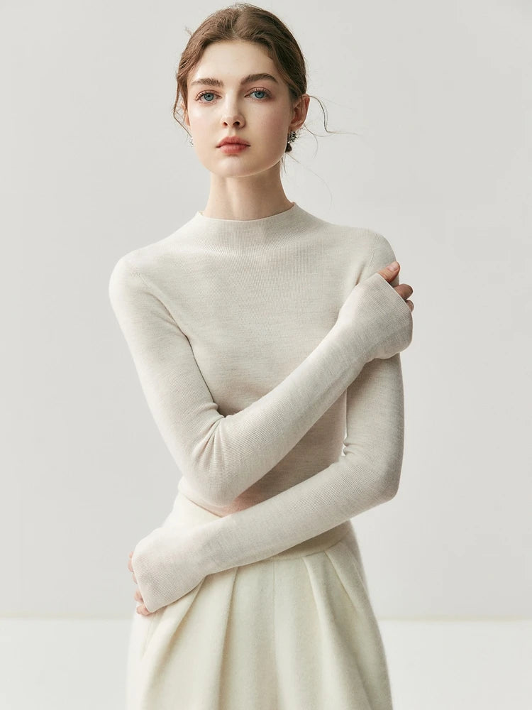 سترة نسائية من CHICUU مصنوعة من الصوف بنسبة 100% وقابلة للغسل في الغسالة، بلوفر برقبة دائرية، مصنوعة من 18 خيطًا من الكشمير الصوفي، مناسبة لفصل الخريف والشتاء