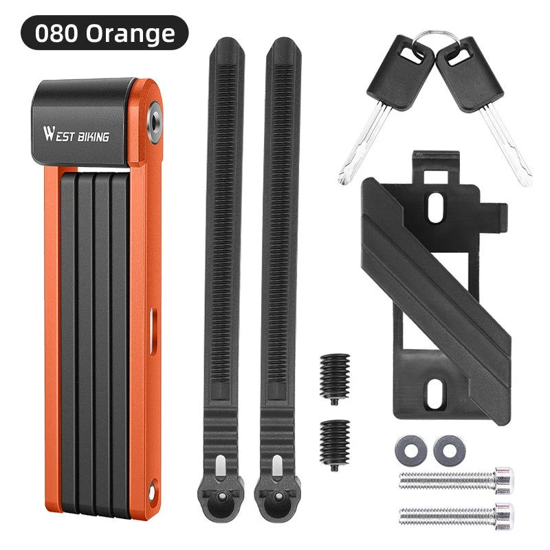 قفل دراجة محمول قابل للطي من ويست بايكينج، قفل أمان متين مضاد للسرقة، قفل دراجة كهربائية، ملحقات دراجات الطرق الجبلية