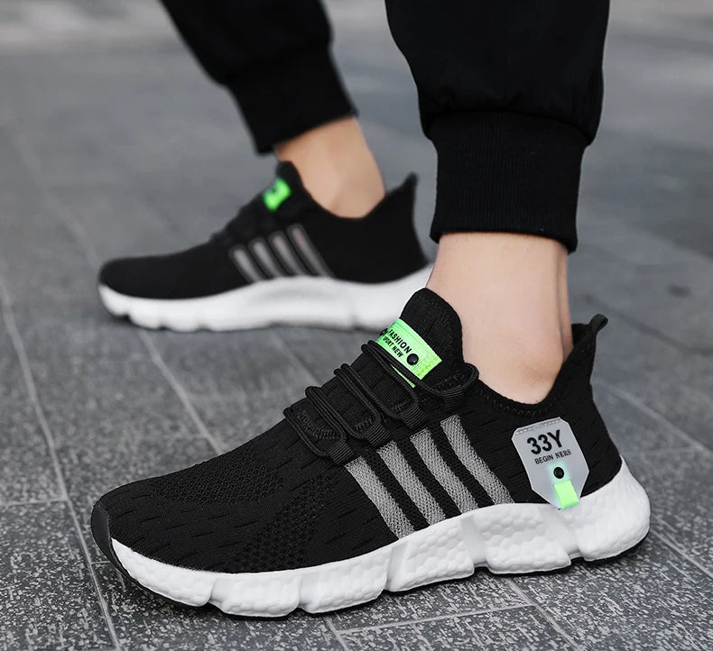 حذاء رجالي شبكي قابل للتنفس، حذاء مسطح عصري خفيف الوزن للمشي، مقاس كبير، حذاء تنس رجالي، حذاء جري ولياقة بدنية خارجي 2024
