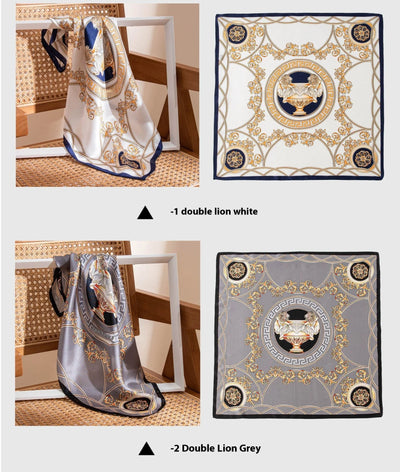 وشاح حريري مربع فاخر مطبوع باللون الأصفر بتصميم ريترو جديد لعام 2025 مصنوع من حرير التوت بنسبة 100% من فور سيزونز