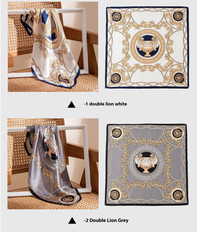 وشاح حريري مربع فاخر مطبوع باللون الأصفر بتصميم ريترو جديد لعام 2025 مصنوع من حرير التوت بنسبة 100% من فور سيزونز