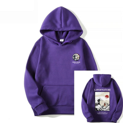 هودي بطبعة قطة ركوب الأمواج باللون الأبيض، سويت شيرت بقلنسوة عصري لخريف/شتاء 2022، سويت شيرت بقلنسوة للرجال والنساء