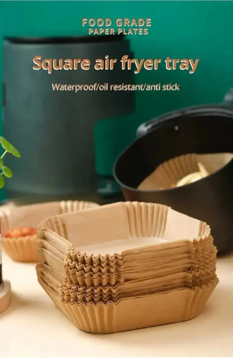 50 قطعة من ورق المقلاة الهوائية القابل للاستخدام مرة واحدة، ورق غير لاصق للخبز، بطانات ورق المقلاة الهوائية المستديرة، ملحقات ورقية للمطبخ