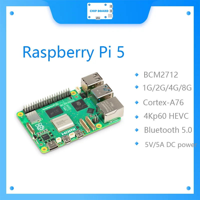 لوحة Raspberry Pi 5 Cortex-A76 Linux 4GB 8GB Arm Board Python Programlama PCIe Gigabit Ethernet USB3.0
