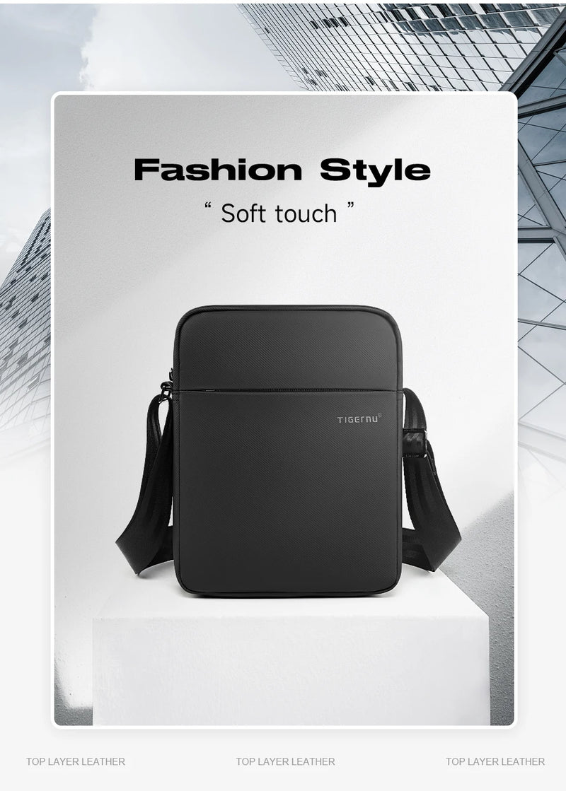 حقائب كتف من Tigernu للرجال، حقائب رسول، حقائب كروسبودي من مادة TPU، حقيبة أنيقة للرجال لأجهزة iPad مقاس 9.7 بوصة، حقيبة سفر صغيرة بحزام