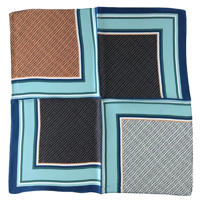 وشاح مربع نسائي من حرير التوت الخالص 100% مطبوع عليه رباط رأس ووشاح فاخر لزينة الشعر النسائية وأوشحة باندانا نسائية 53 سم