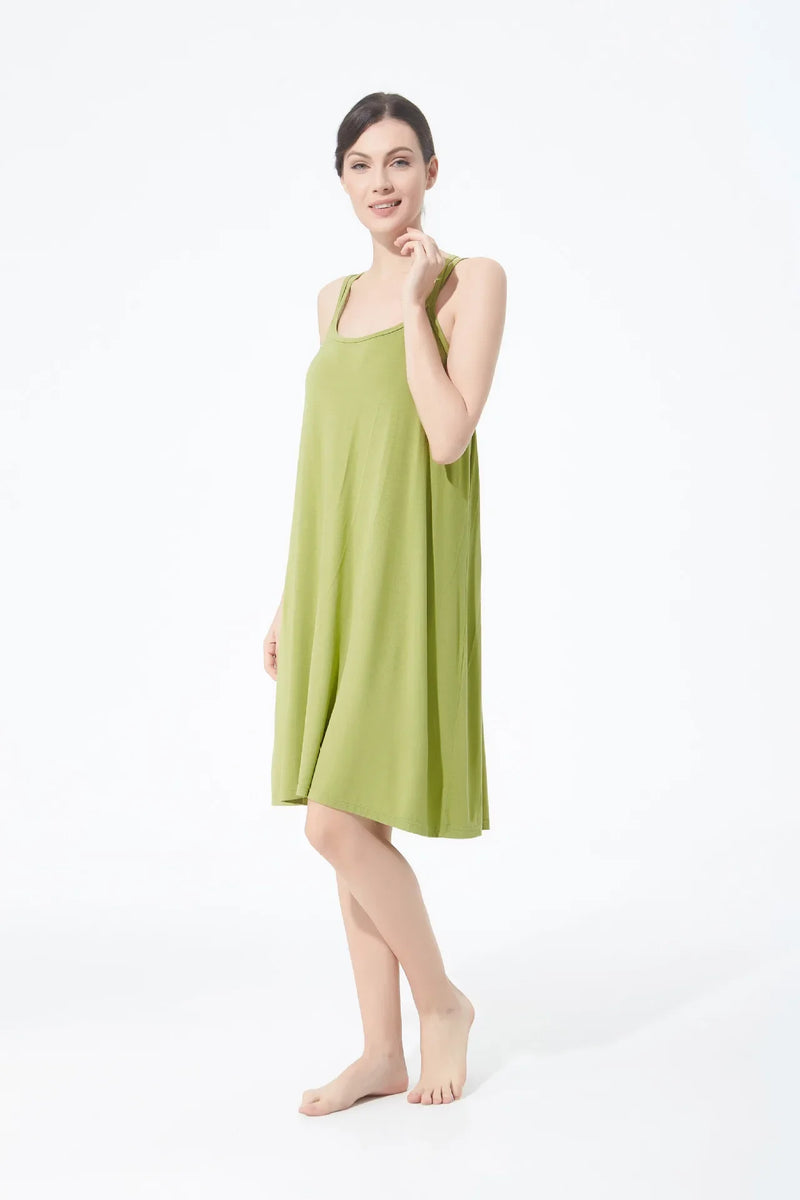 تنورة نسائية كاجوال أنيقة مثيرة مفتوحة الظهر كبيرة الحجم ذات قاعدة خلفية جميلة تنورة منزلية فضفاضة متقاطعة بأكمام طويلة