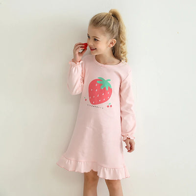 ملابس نوم عصرية مريحة وناعمة من القطن للفتيات بأكمام طويلة قمصان نوم أميرات للأطفال مريحة للأطفال