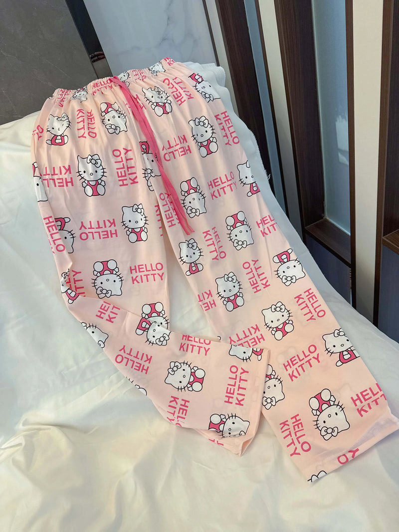 بنطال بيجاما هالو كيتي ربيع وخريف ٢٠٢٥ | ملابس نوم نسائية مريحة ولطيفة