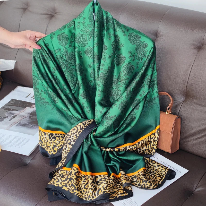 180*90 سم ماركة فاخرة أوشحة حرير صيفية للنساء شال لفافة ناعمة للنساء من أوروبا مصممة للشاطئ وشاح فولارد وشاح باريو