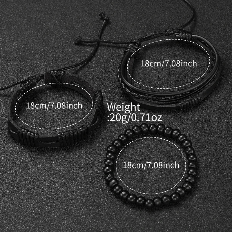 مجموعة من 4 ساعات رجالية للأعمال بسوار جلدي عصري وساعة كوارتز تناظرية مع أساور منسوجة (بدون علبة)