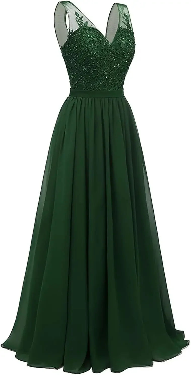 فساتين وصيفات العروس من الشيفون باللون الفيروزي بفتحة على شكل حرف V، طويلة من الدانتيل، مطرزة بالخرز، فساتين سهرة رسمية، توصيل مجاني، ضيف، حفل زفاف