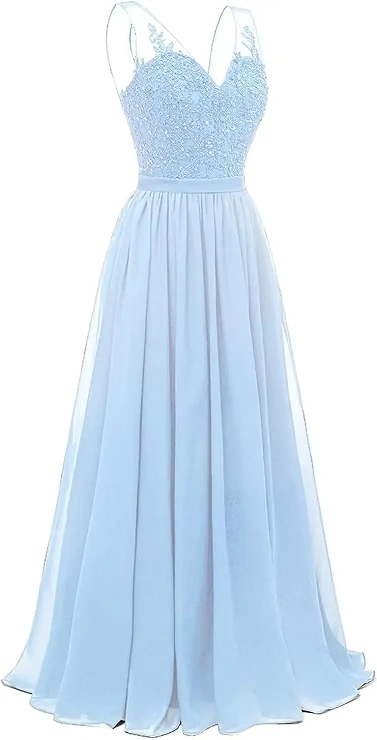 فساتين وصيفات العروس من الشيفون باللون الفيروزي بفتحة على شكل حرف V، طويلة من الدانتيل، مطرزة بالخرز، فساتين سهرة رسمية، توصيل مجاني، ضيف، حفل زفاف