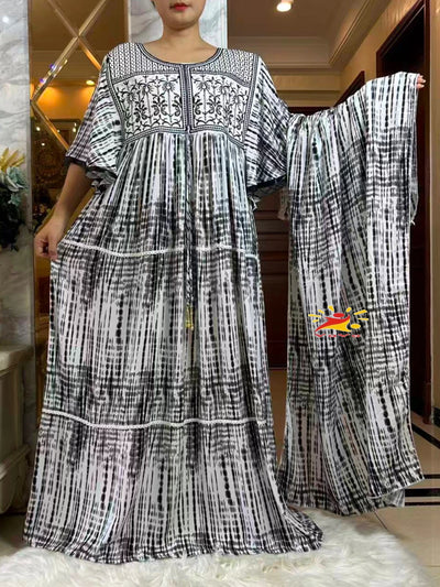 فستان صيفي جديد لعام 2025 عباية إسلامية بأكمام قصيرة وخصر مجمع مزهر فضفاض من بوبو ماكسي إسلامي للنساء ملابس عباية أفريقية