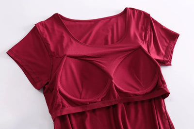 بيجامات صيفية نسائية كاجوال من قطعة واحدة مقاس M-4XL بأكمام قصيرة وقميص نوم ووسادة صدر وقميص نوم للاسترخاء وارتداء خارجي