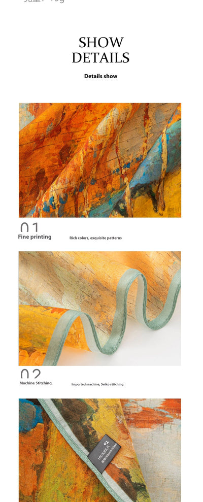 وشاح حريري مربع فاخر مطبوع باللون الأصفر بتصميم ريترو جديد لعام 2025 مصنوع من حرير التوت بنسبة 100% من فور سيزونز