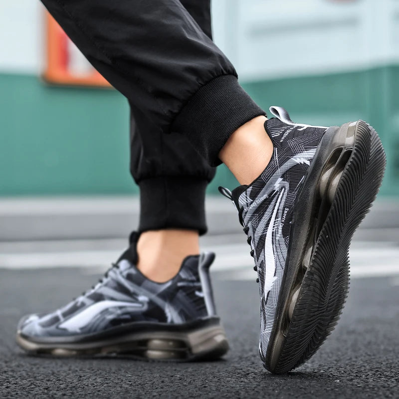 حذاء كرة السلة الرجالي العصري مع وسائد هوائية، مريح وغير قابل للانزلاق، قابل للتنفس ويمتص الصدمات، مناسب للأنشطة الخارجية للرجال