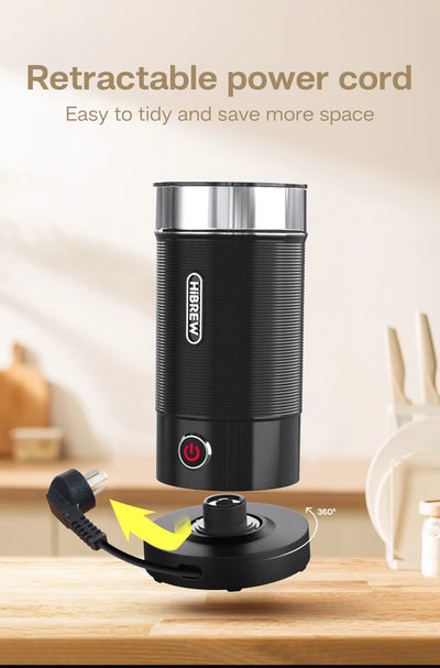 جهاز خفق الحليب الكهربائي HiBREW، جهاز خفق الرغوة، خلاط الشوكولاتة، لاتيه بارد/ساخن، كابتشينو، جهاز تسخين الحليب الأوتوماتيكي بالكامل، Cool M1A